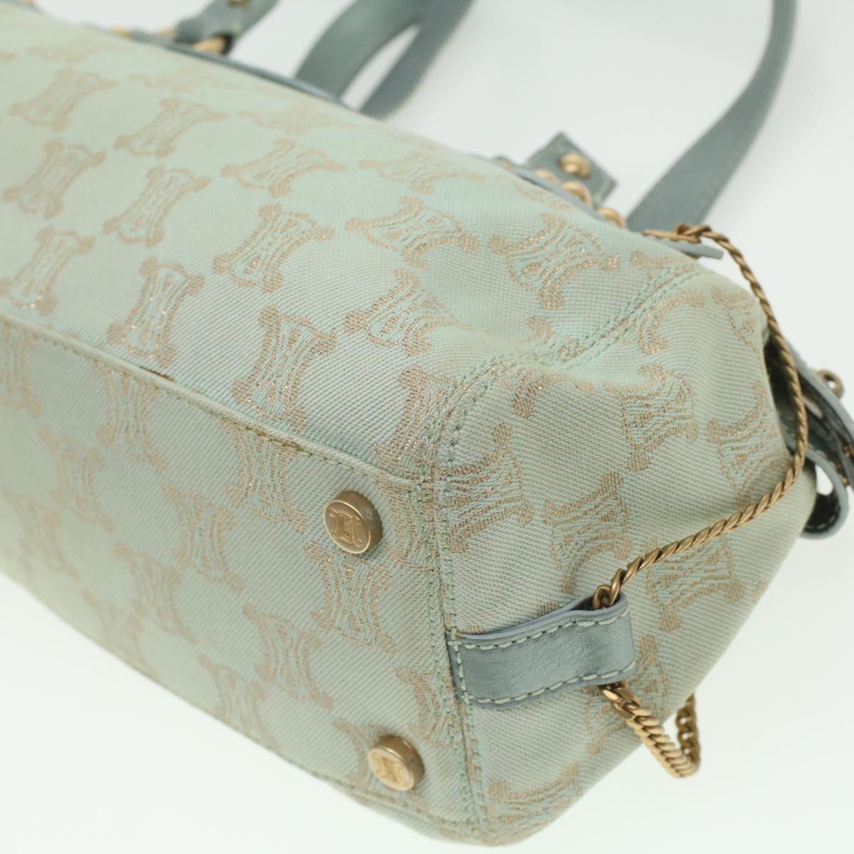 Celine Paris Macadam Canvas Shoulder Bag Light Blue  35668