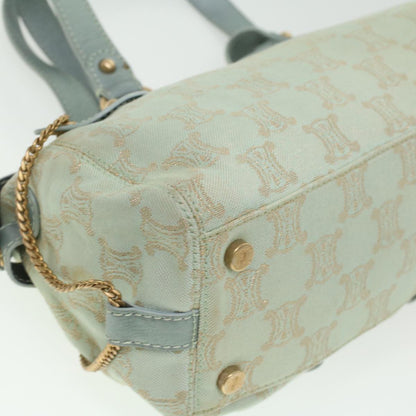 Celine Paris Macadam Canvas Shoulder Bag Light Blue  35668