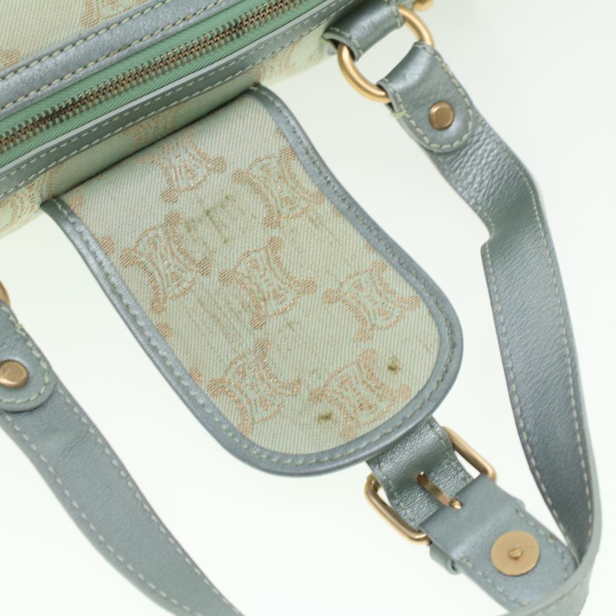 Celine Paris Macadam Canvas Shoulder Bag Light Blue  35668