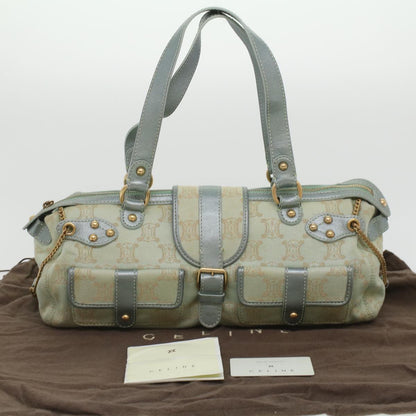 Celine Paris Macadam Canvas Shoulder Bag Light Blue  35668