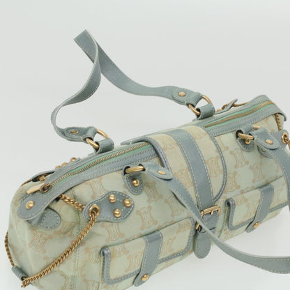 Celine Paris Macadam Canvas Shoulder Bag Light Blue  35668