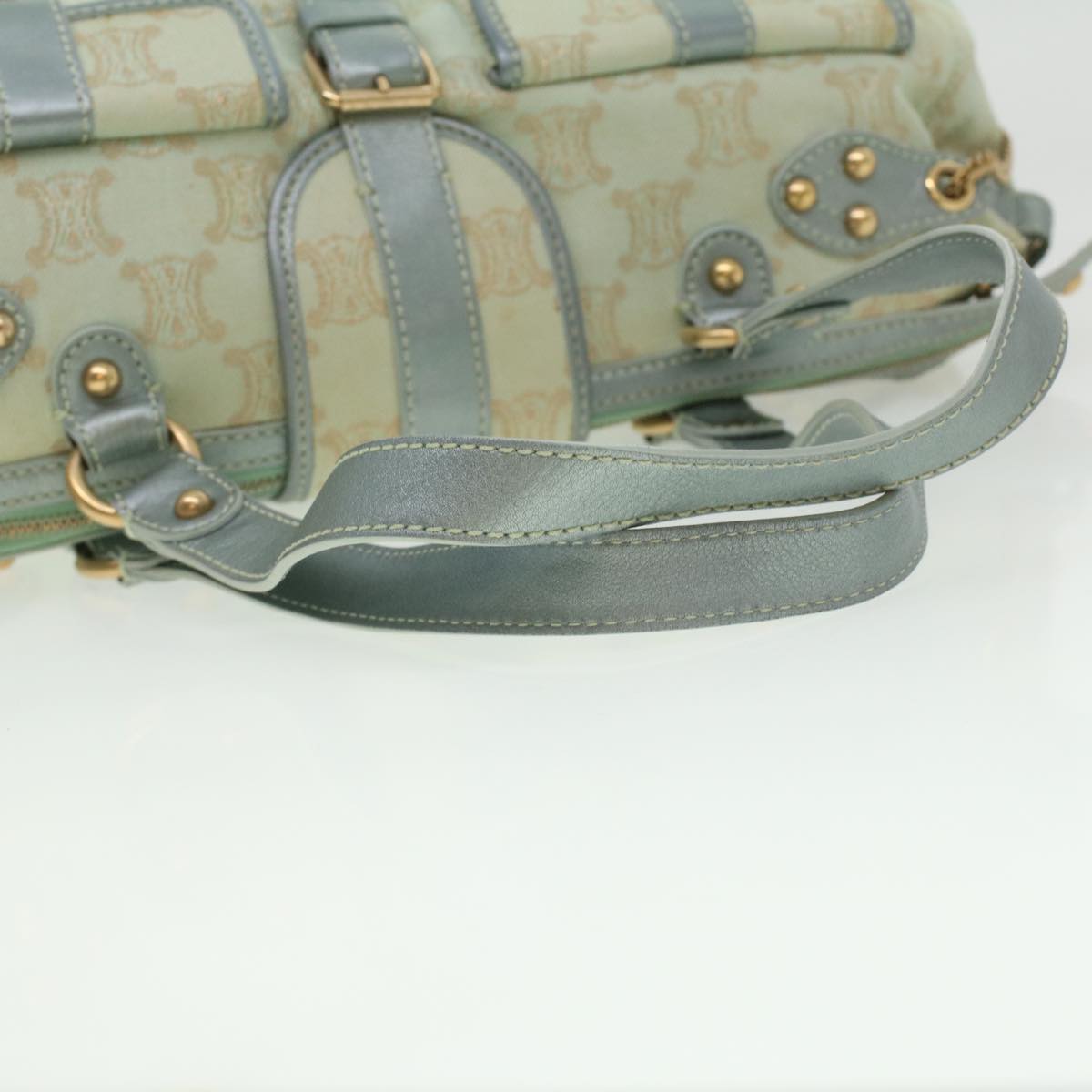Celine Paris Macadam Canvas Shoulder Bag Light Blue  35668