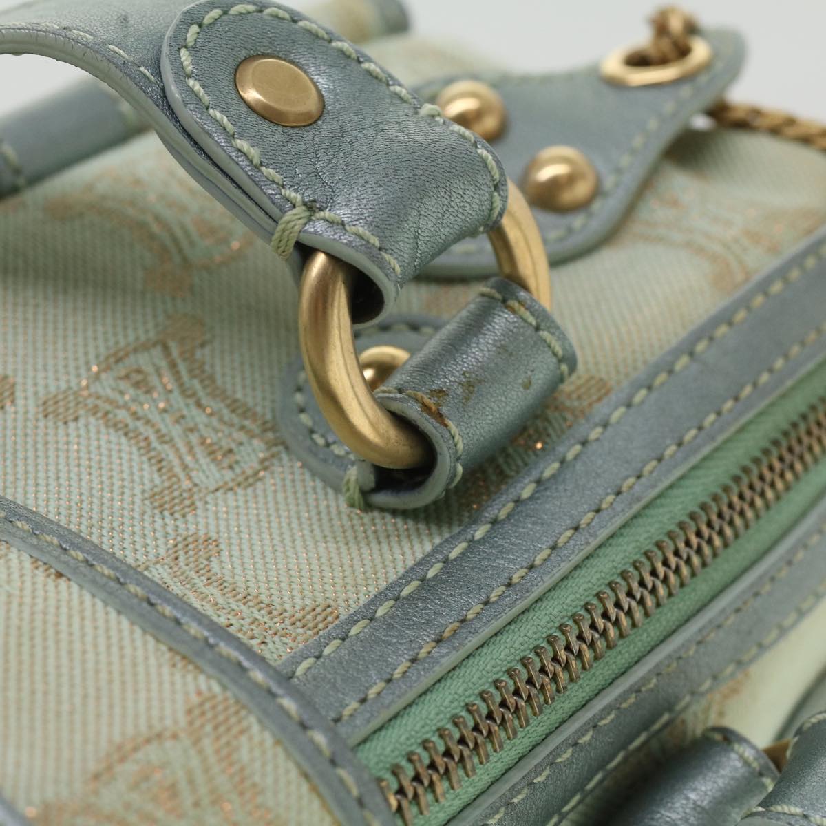 Celine Paris Macadam Canvas Shoulder Bag Light Blue  35668