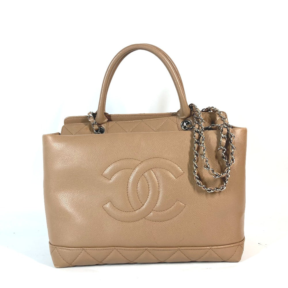 CHANEL Tote Bag Caviar skin beige CC COCO Mark