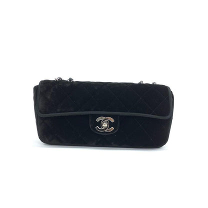 Chanel Baguette Flap Black Velvet Double Strap Silver Hardware 2005-2006