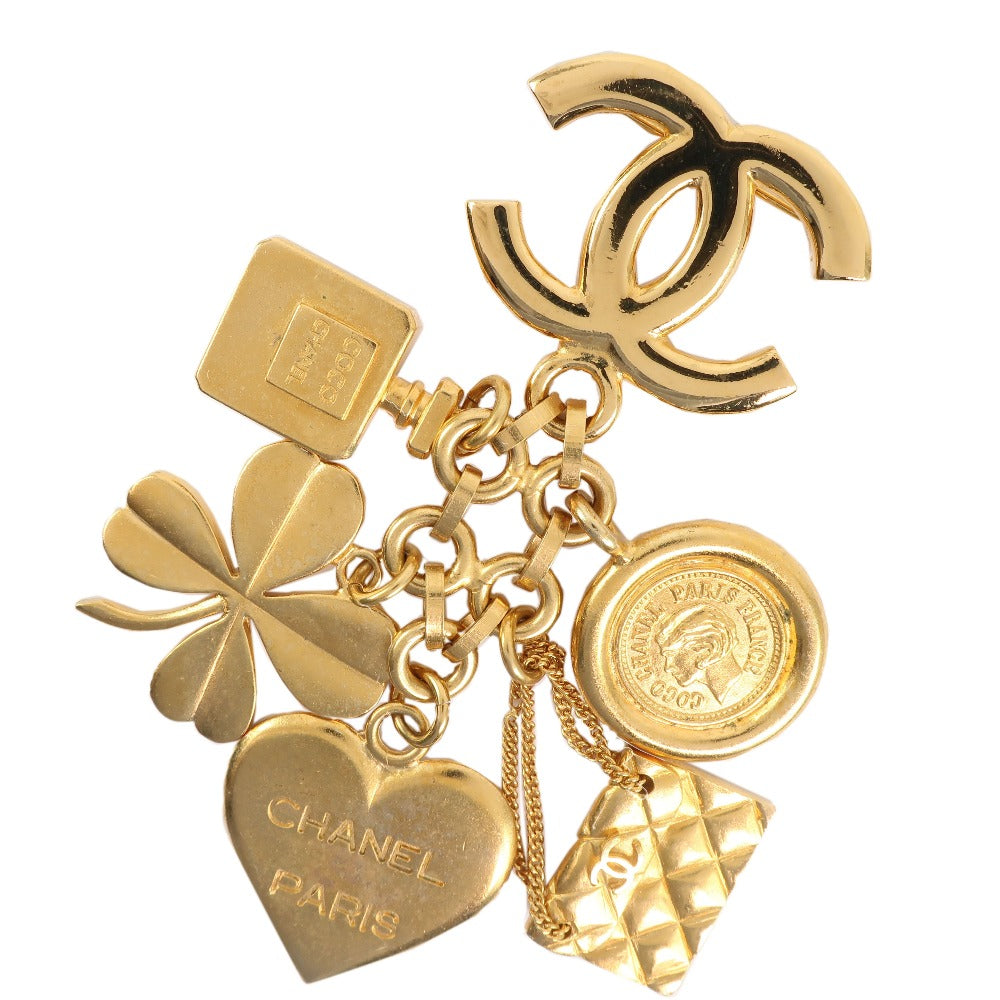CHANEL Brooch Plated Gold gold Icon vintage Heart Clover Matelasse Women Used