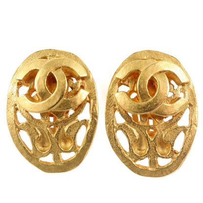 CHANEL Earring Plated Gold gold vintage Oval Women Used