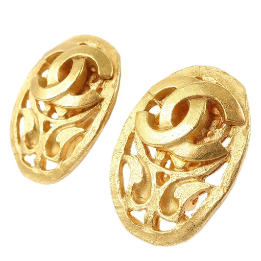 CHANEL Earring Plated Gold gold vintage Oval Women Used