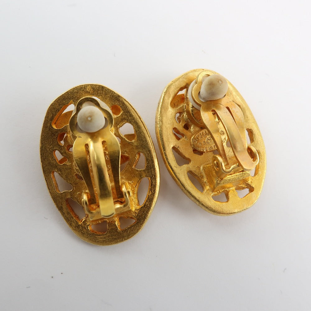 CHANEL Earring Plated Gold gold vintage Oval Women Used