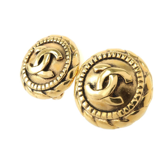 CHANEL Earring Plated Gold bronze vintage COCO Mark Women Used
