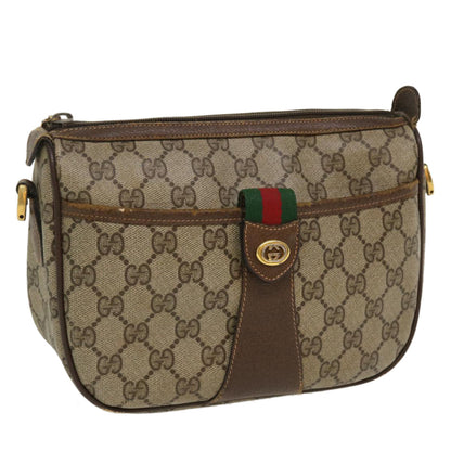 GUCCI Web Sherry Line Shoulder Bag PVC Leather Beige Green Red  36081