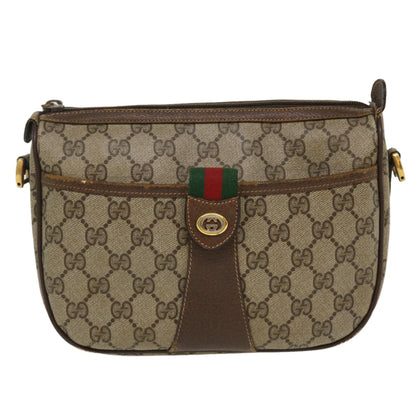 GUCCI Web Sherry Line Shoulder Bag PVC Leather Beige Green Red  36081