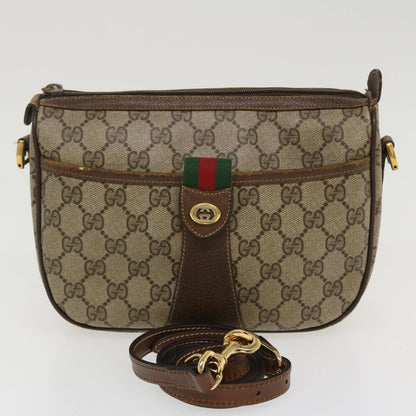 GUCCI Web Sherry Line Shoulder Bag PVC Leather Beige Green Red  36081