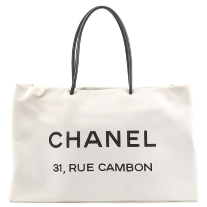 CHANEL Essential Tote Bag Calf Skin Large White A46882