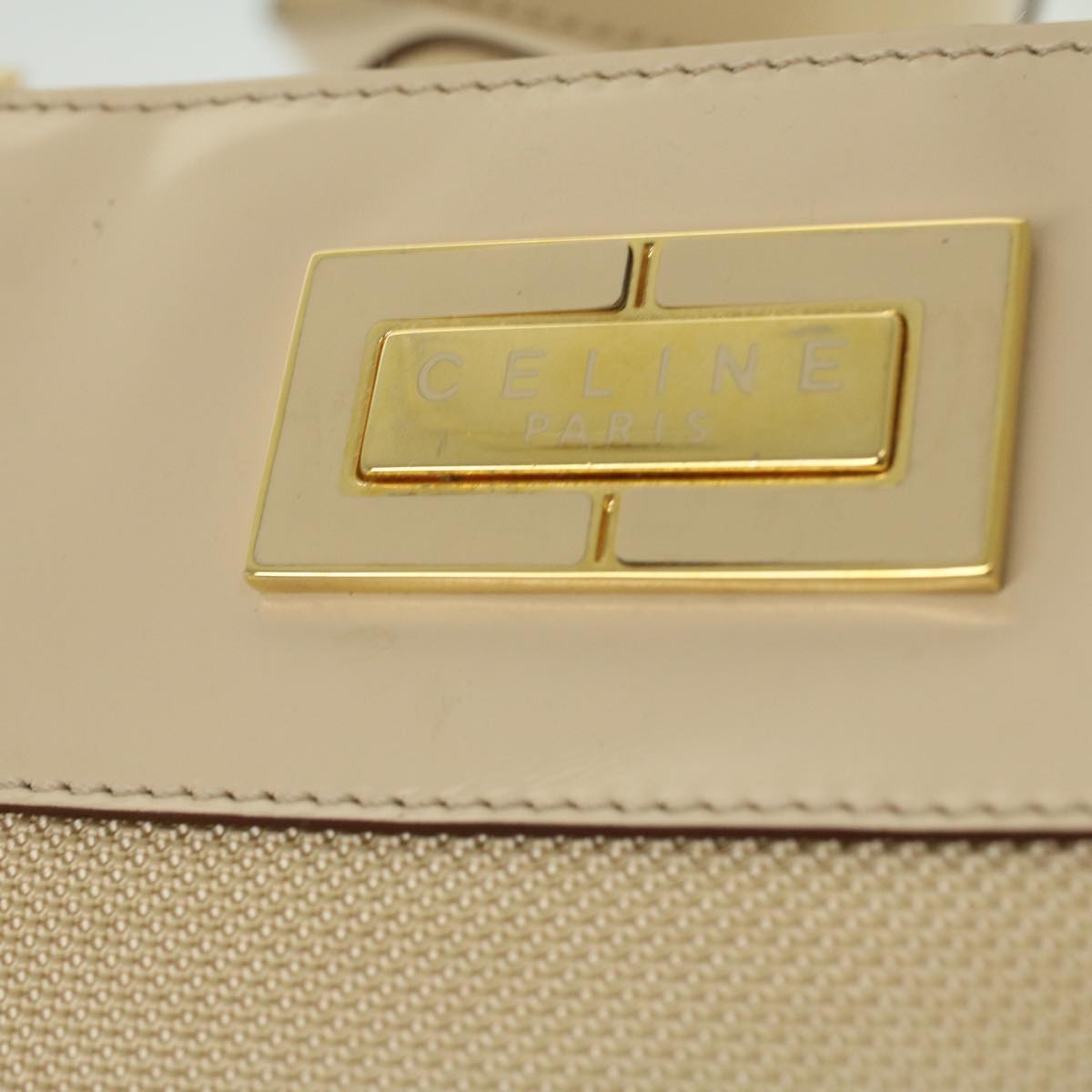 Celine Shoulder Bag Enamel nylon Beige  36352