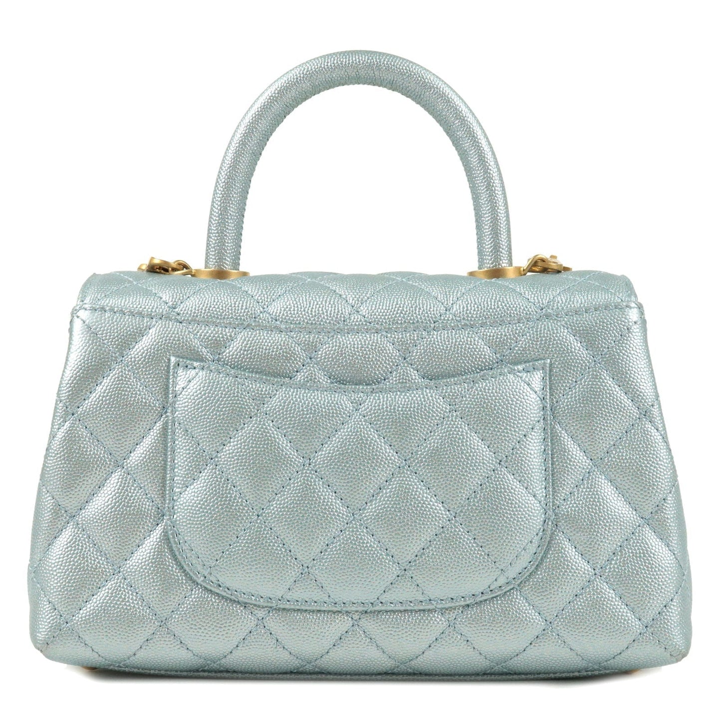 CHANEL Matrasse Caviar Skin COCO Handle 2Way Bag Light Blue A92990