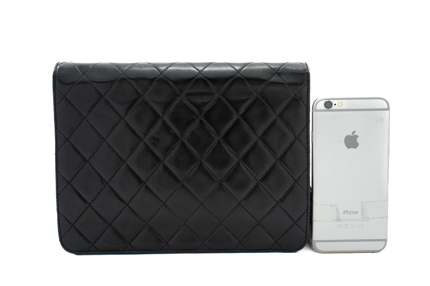 CHANEL Small Chain Shoulder Bag Clutch Black Quilted Flap Lambskin j85