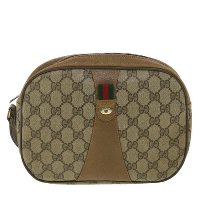 GUCCI Web Sherry Line GG Canvas Clutch Bag PVC Leather Beige Green 89  36428