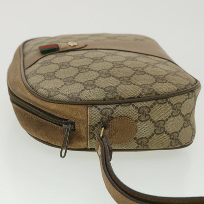 GUCCI Web Sherry Line GG Canvas Clutch Bag PVC Leather Beige Green 89  36428