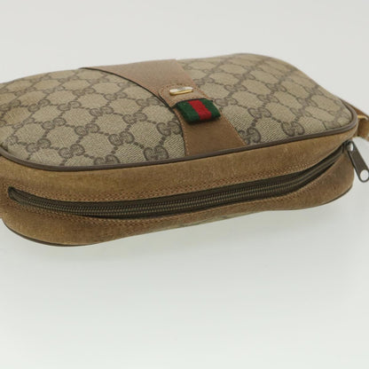 GUCCI Web Sherry Line GG Canvas Clutch Bag PVC Leather Beige Green 89  36428