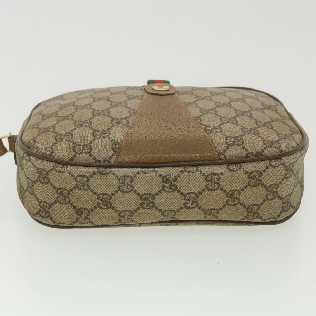 GUCCI Web Sherry Line GG Canvas Clutch Bag PVC Leather Beige Green 89  36428