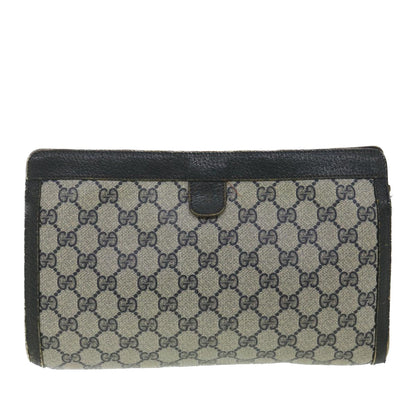 GUCCI Sherry Line GG Canvas Clutch Bag PVC Leather Navy Red 89  36432