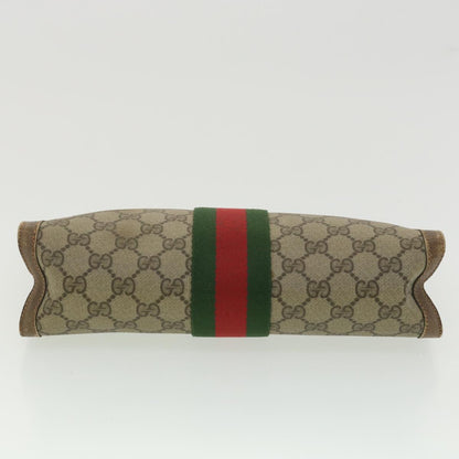 GUCCI Web Sherry Line GG Canvas Clutch Bag PVC Leather Beige Green 89  36433