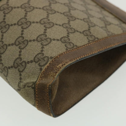 GUCCI Web Sherry Line GG Canvas Clutch Bag PVC Leather Beige Green 89  36433