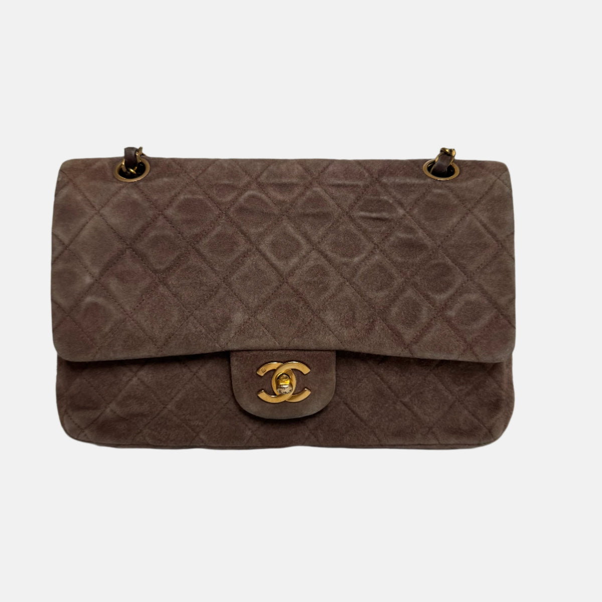 Chanel Classic Flap Vintage Medium Brown Suede Leather with 24k Gold HW, 1991-1994