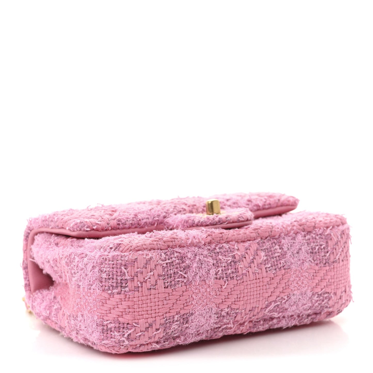 Tweed Quilted Pearl Twist Mini Square Flap Pink Dark Pink