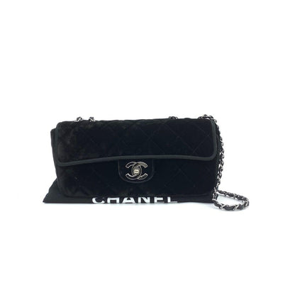 Chanel Baguette Flap Black Velvet Double Strap Silver Hardware 2005-2006