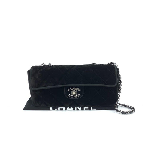 Chanel Baguette Flap Black Velvet Double Strap Silver Hardware 2005-2006