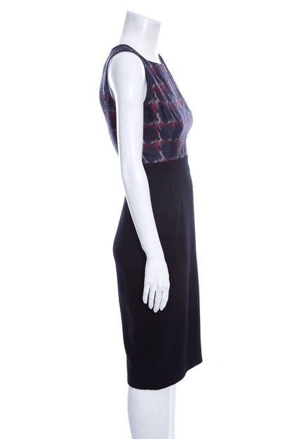 Chanel F/W 2008 Navy & Red Patterned Silk Top Dress SZ 36