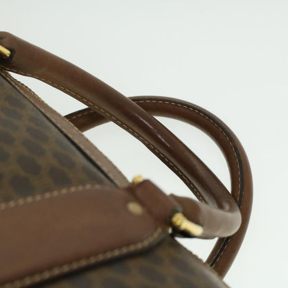 Celine Macadam Canvas Boston Bag PVC Leather Brown  36617