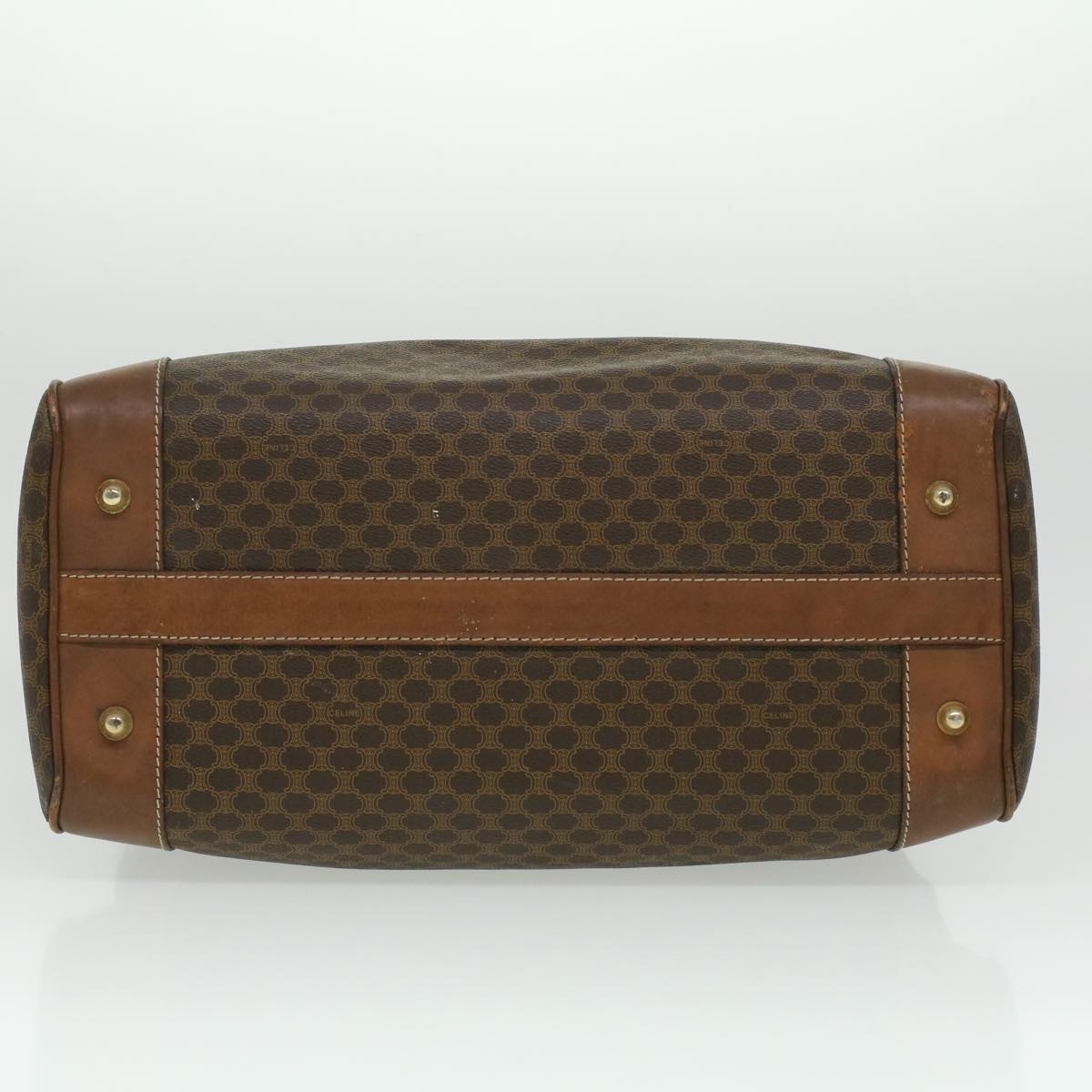Celine Macadam Canvas Boston Bag PVC Leather Brown  36617