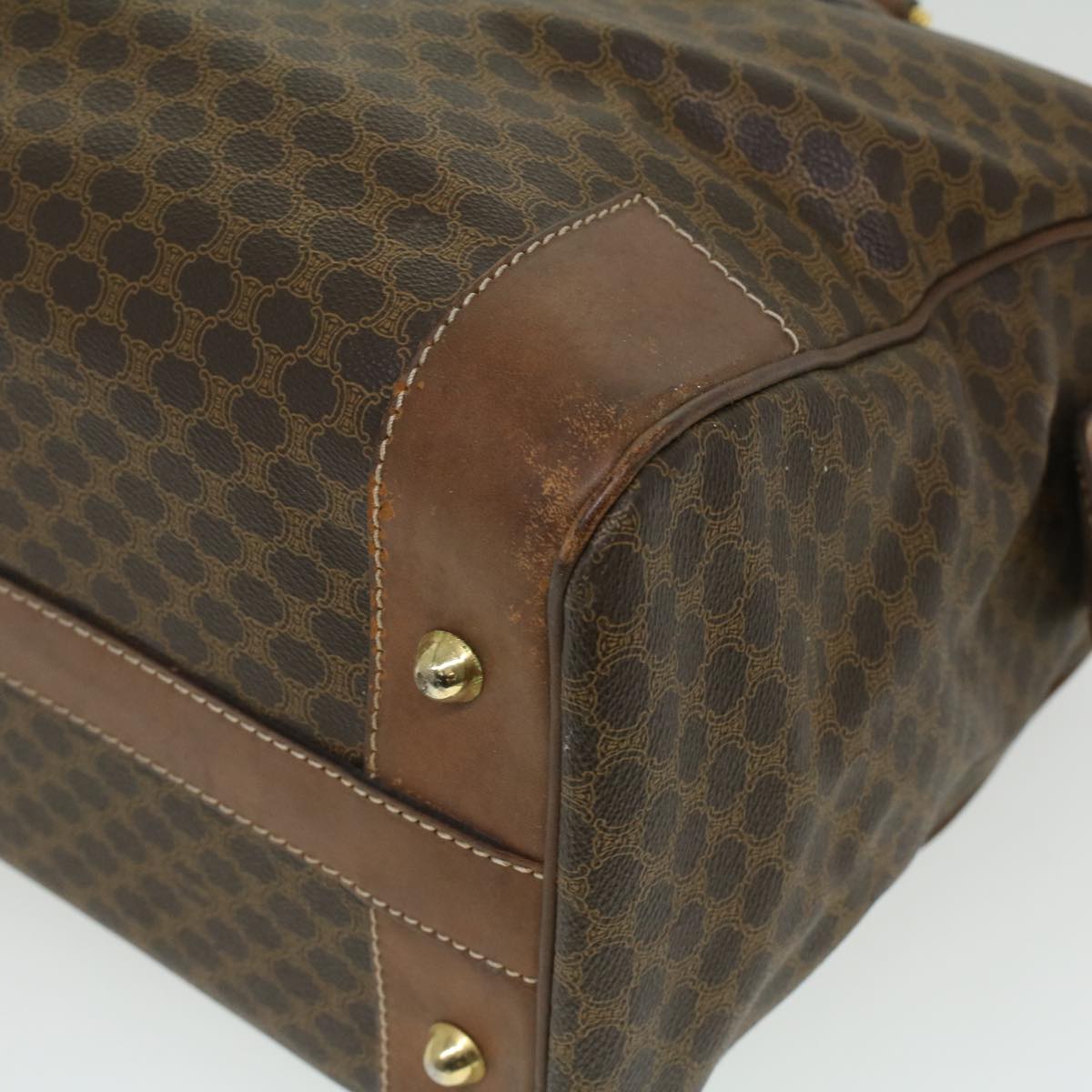 Celine Macadam Canvas Boston Bag PVC Leather Brown  36617