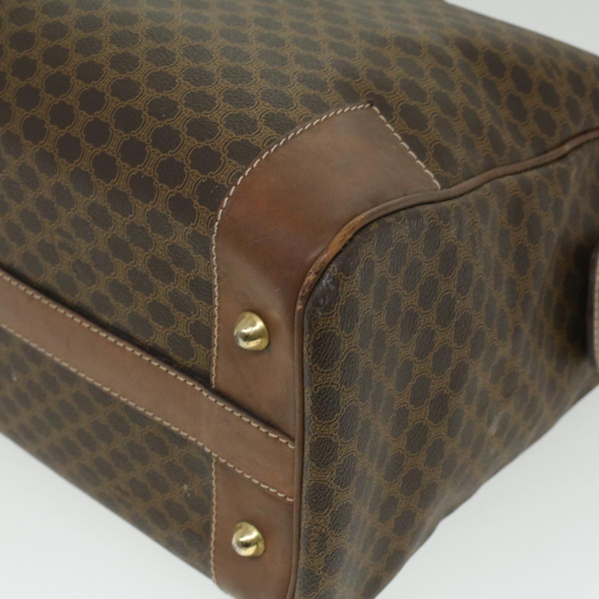 Celine Macadam Canvas Boston Bag PVC Leather Brown  36617