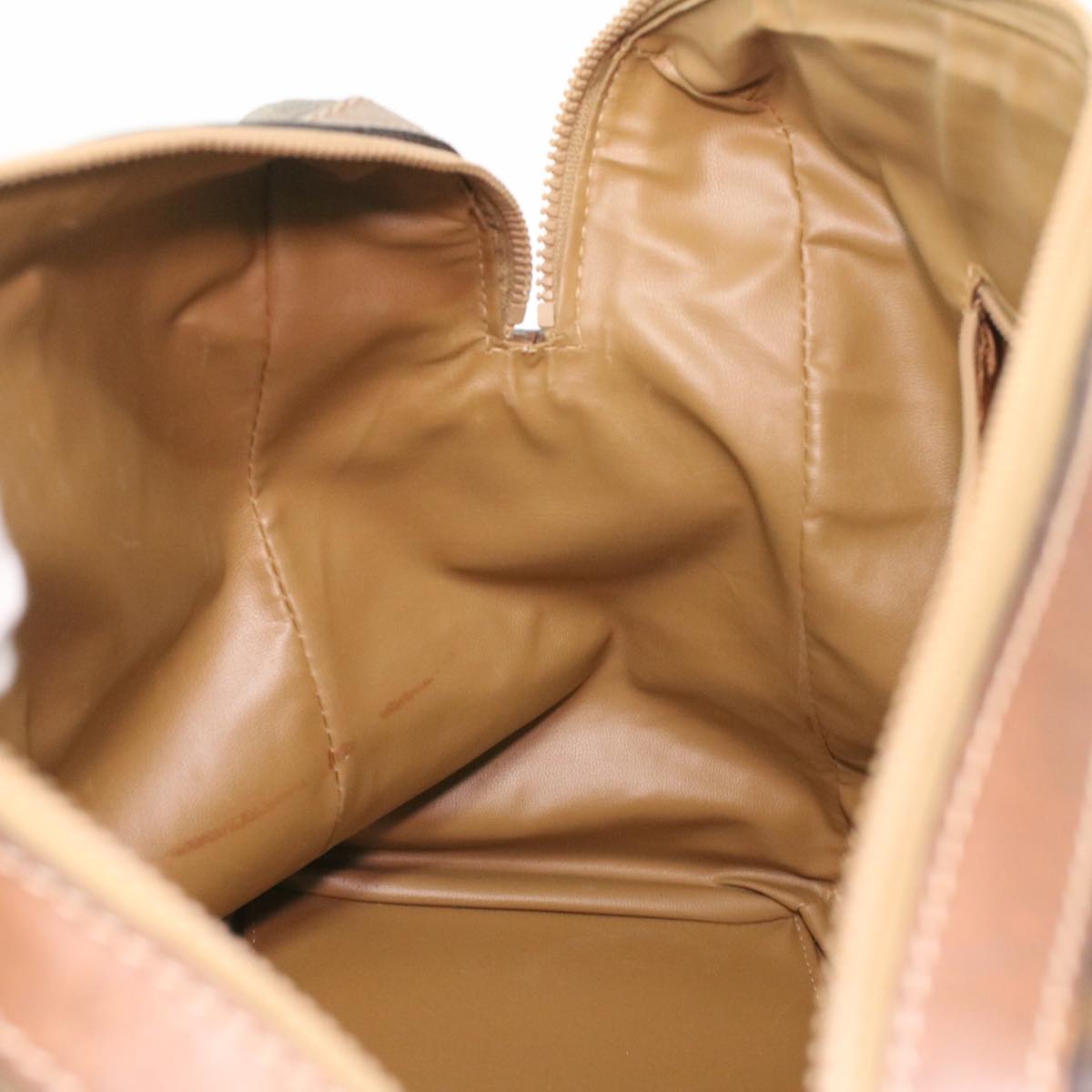 Celine Macadam Canvas Boston Bag PVC Leather Brown  36617