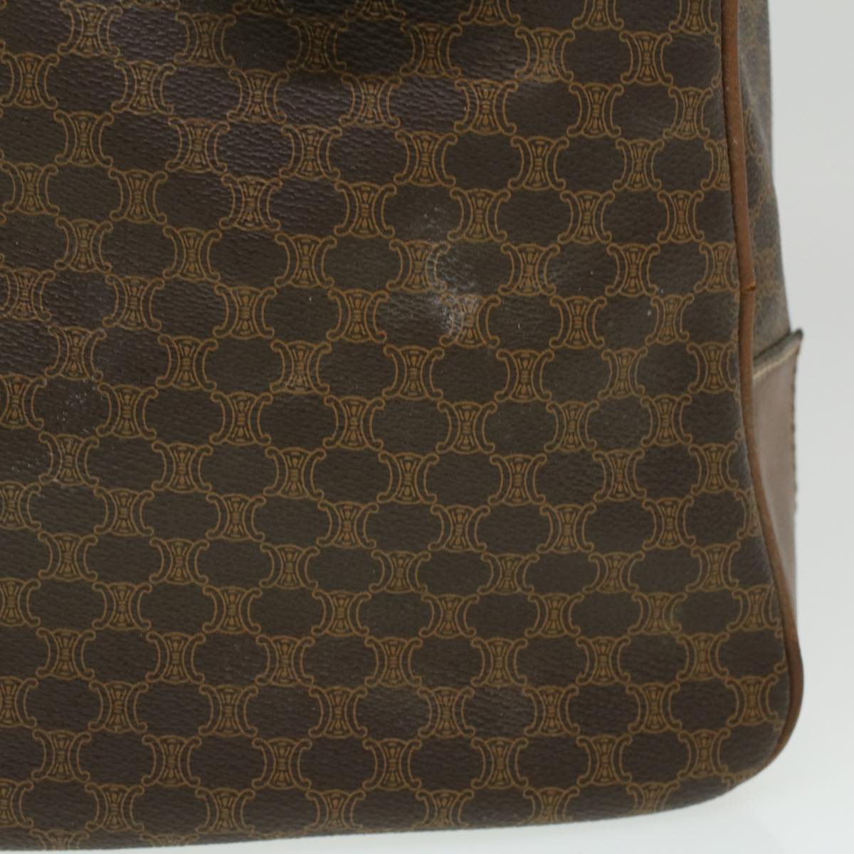 Celine Macadam Canvas Boston Bag PVC Leather Brown  36617