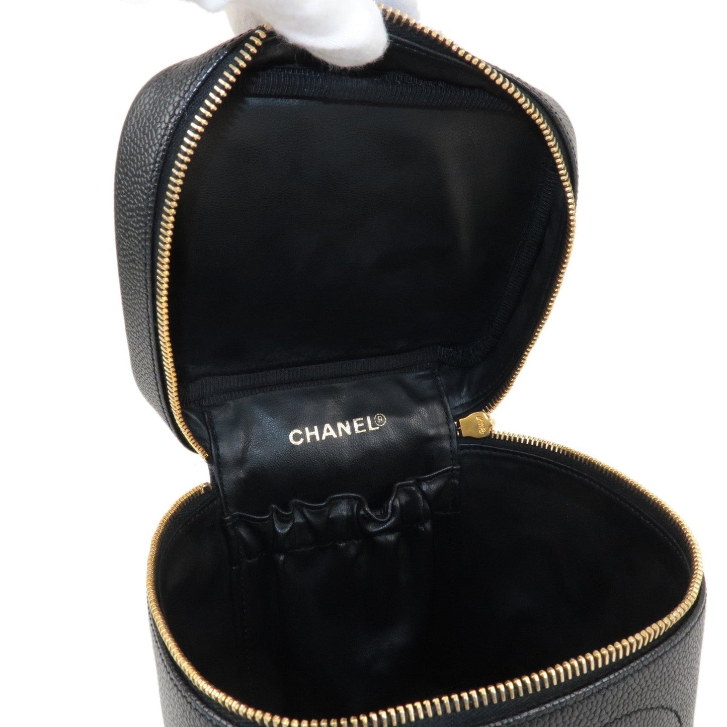 CHANEL Caviar Skin Vanity Bag Hand Bag Black A01998