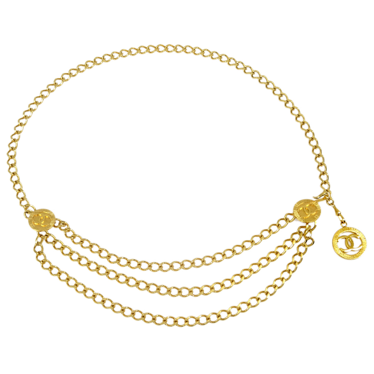 Chanel Medallion Chain Belt Gold 1984 Small Good