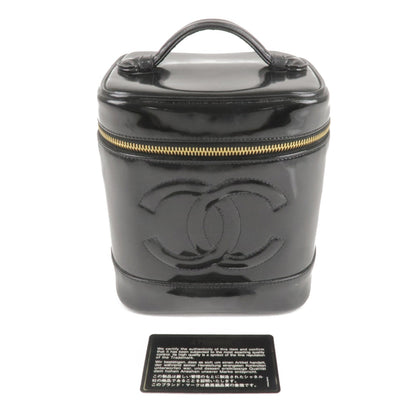 CHANEL Enamel Vanity Bag Hand Bag Cosmetic Bag Black A01998