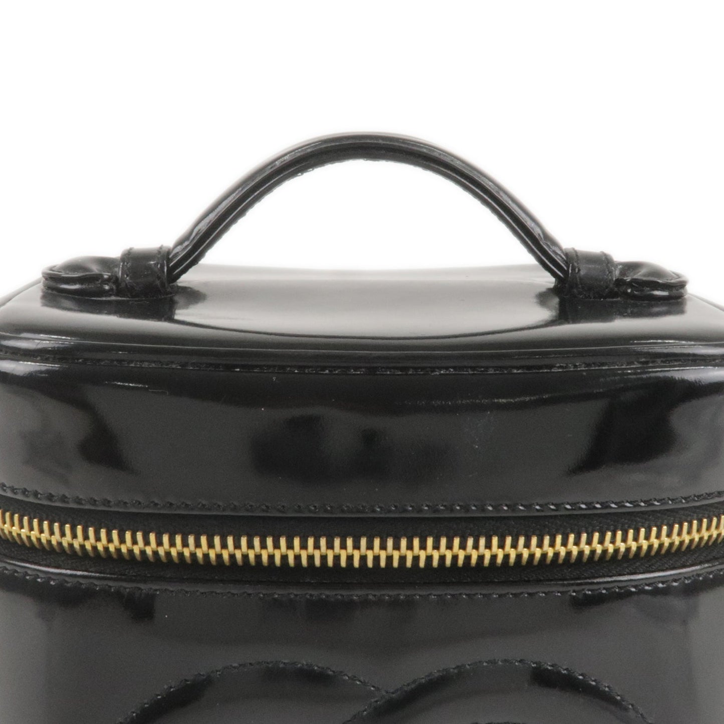 CHANEL Enamel Vanity Bag Hand Bag Cosmetic Bag Black A01998