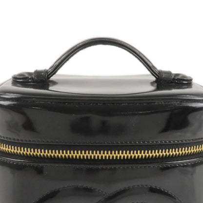 CHANEL Enamel Vanity Bag Hand Bag Cosmetic Bag Black A01998