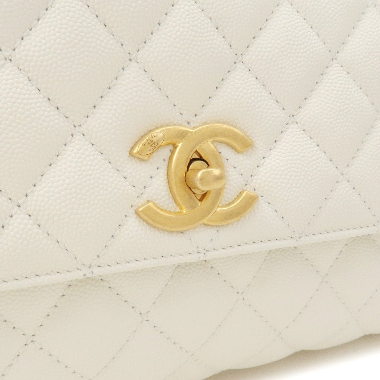 CHANEL Matelasse Caviar Skin COCO Handle 28 2Way Bag White A92991
