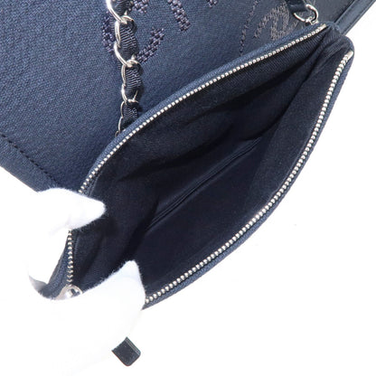 CHANEL Deauville Canvas Leather Chain Tote Bag Black A67001