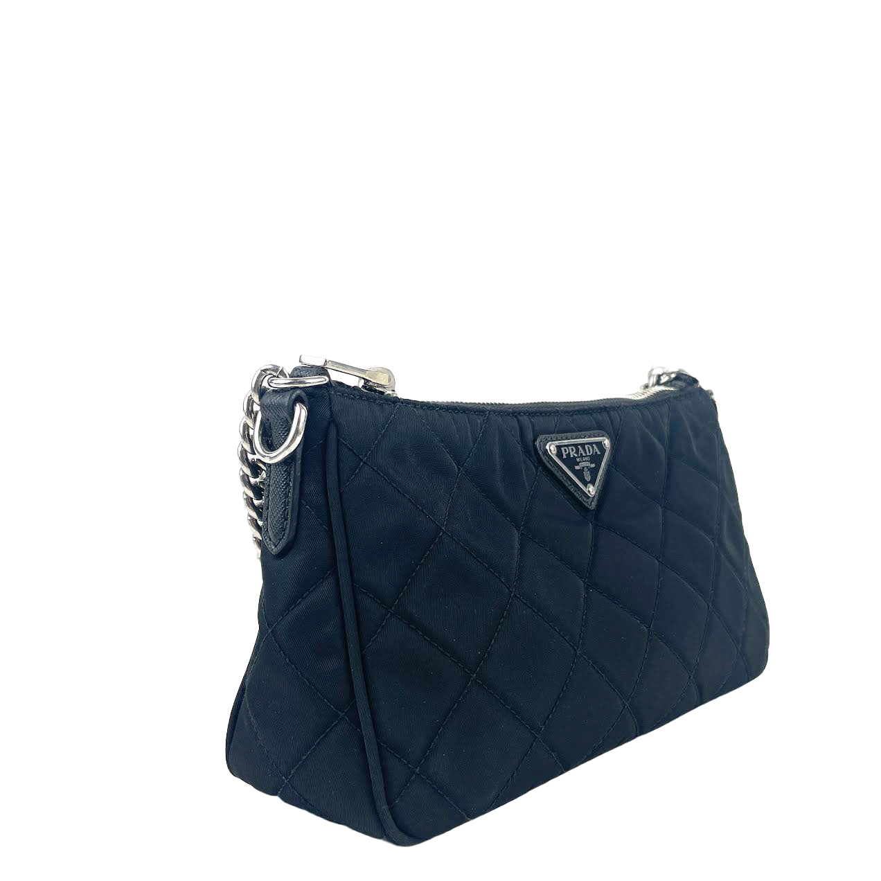 Prada Tessuto Nylon Quilted Chain Crossbody-OUTLET FINAL SALE