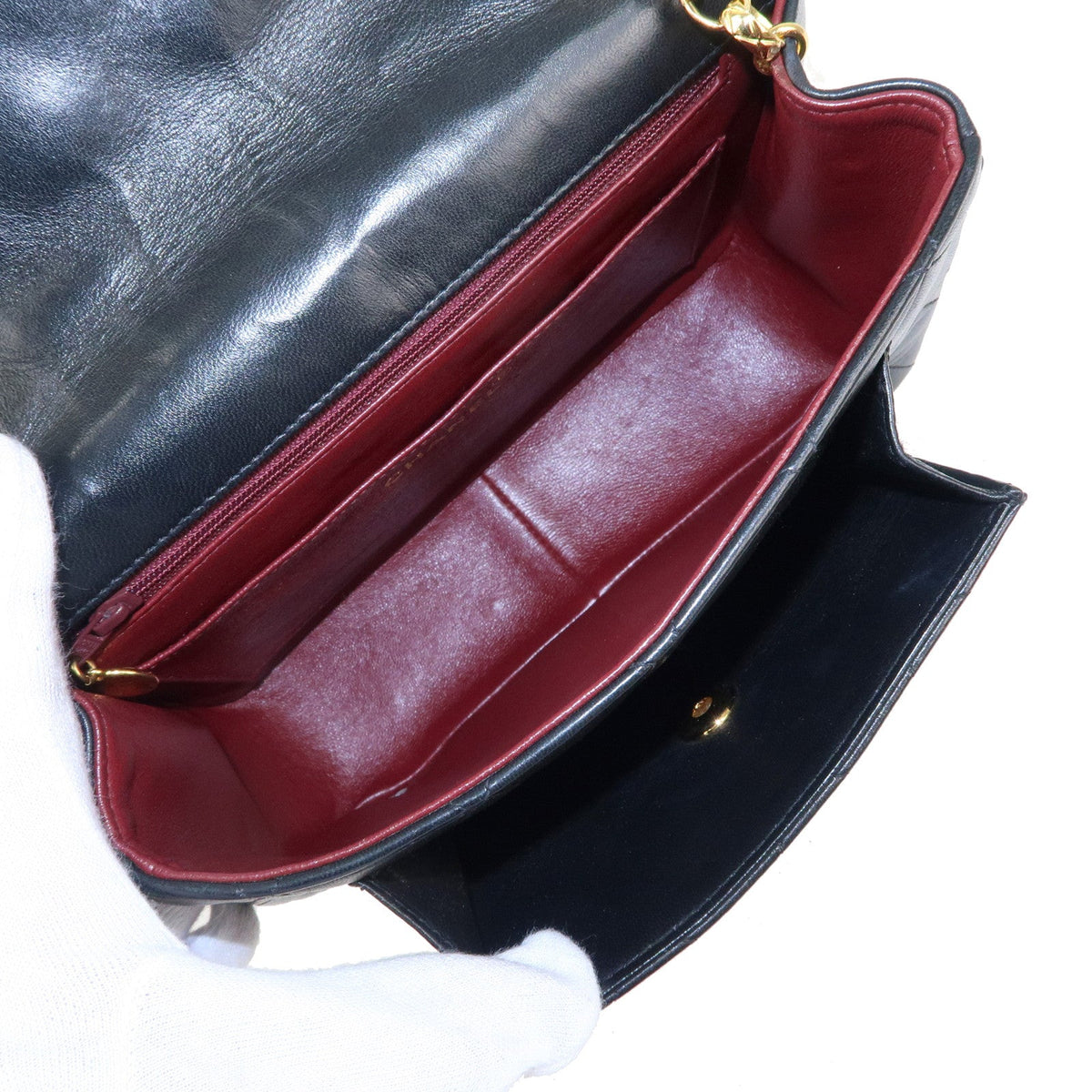 CHANEL Matelasse Lamb Skin Bijoux Chain Shoulder Bag Black