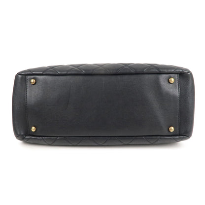 CHANEL Matelasse Lamb Skin Chain Shoulder Bag Black Vintage Gold