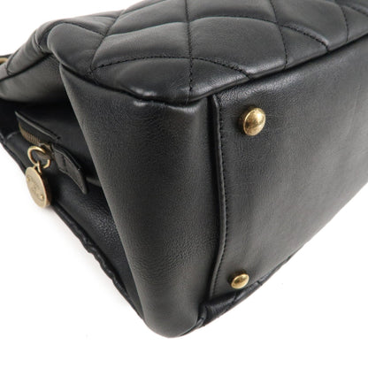CHANEL Matelasse Lamb Skin Chain Shoulder Bag Black Vintage Gold